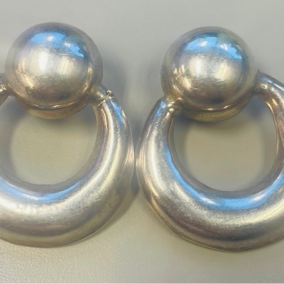 LARGE Sterling Silver 925 door knocker earrings - Picture 1 of 9